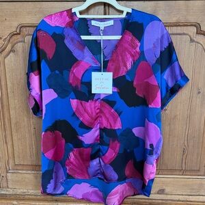 Women's Blue and Pink Blouse Meet me in Santorini NWT small